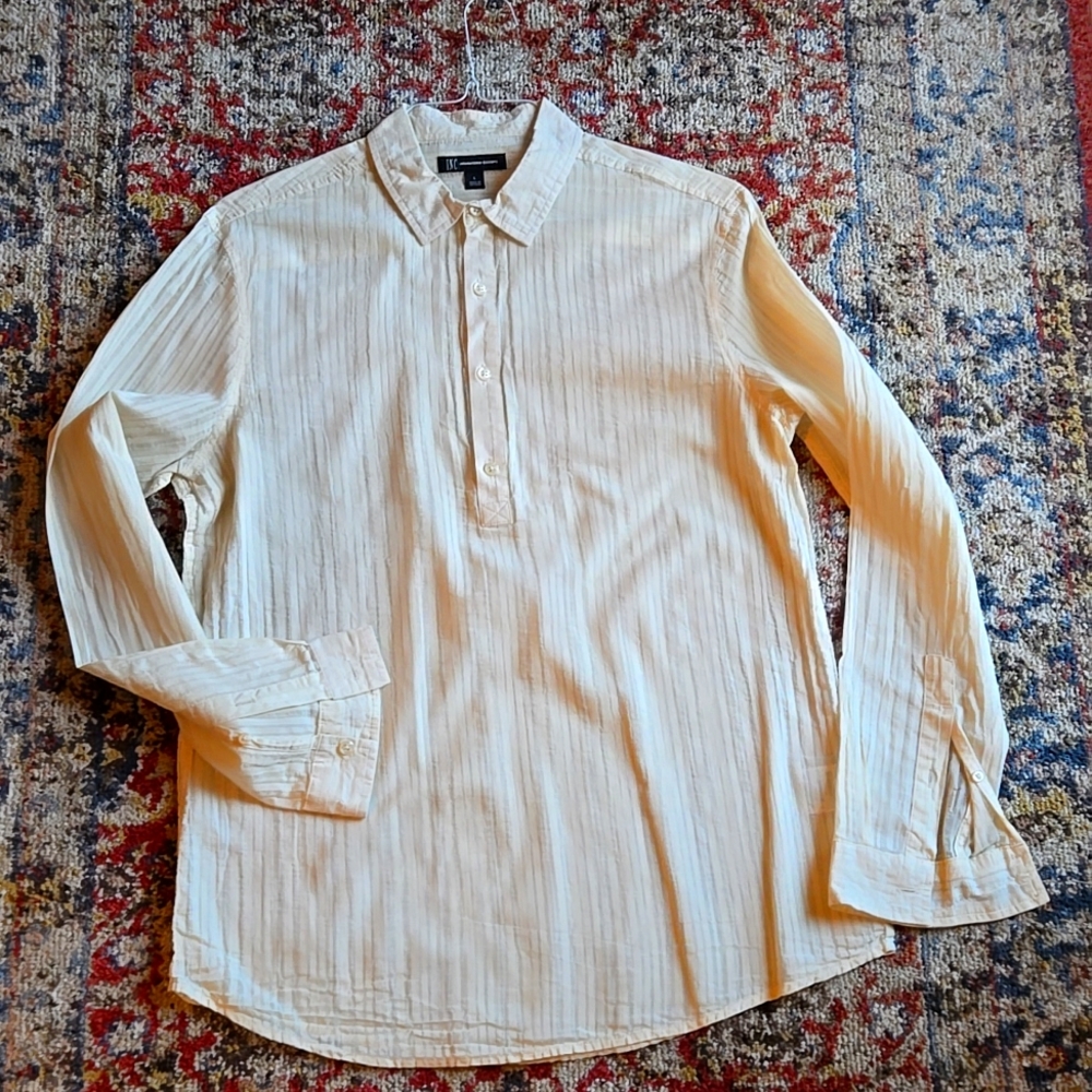 INC International Concepts tunic long sleeve shirt Beige Large L